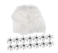 FUNOMOCYA Set de Décoration Halloween Toile Araignée Lumineuse Étirable avec Araignées Noires Plastique Toile Araignée Blanche Phosphorescente pour Ambiance Effrayante Intérieure et