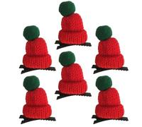 FUNOMOCYA Set de Épingles à Cheveux Tricotées Faciles à Porter et Décoratives Lot de 6 Rouges Style Chapeau de Noël Classique pour Garçon et Filles pour Fêtes et Spectacles
