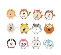 FUNOMOCYA Stickers Autocollants Bébé Animaux Cartoon 12pcs en Pvc Décoratifs et Pratiques pour Photo Bébé Présent Naissance Baby Shower