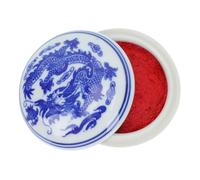 FUNOMOCYA Tampon Encreur Boîte Céramique Style Chinois pour Calligraphie Peinture et Sceau Artistique avec Pâte Dencre Rouge Vif Décorative