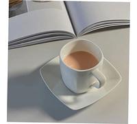 FUNOMOCYA Tasse Céramique avec Sous Tasse Carrée pour Thé de Après Rétro Simple et pour Boissons Chaudes