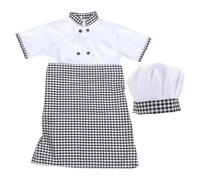 FUNOMOCYA Tenue de Chef Garçon et Filles 3 Pièces Manches Courtes en Coton Respirant, avec Veste, Tablier et Toque - Costume de Chef Unisexe pour Jeux de Rôle et Déguisement Scolaire