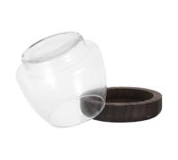 FUNOMOCYA Terrarium Rond en Verre Transparent avec Écosystème Autonome pour Plantes et Petits Poissons, Support en Bois Élégant, pour Bureaux et Petites Étagères