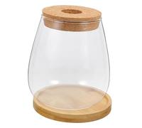 FUNOMOCYA Vase à Succulentes en Verre Support en Bois pour Compositions Décoratives Et Bougeoirs, Grand Format, Accessoire Bambou 10 Cm, Décoration Intérieure Bureau Ou Mariage