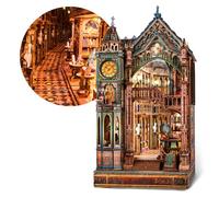 FUNPOLA Magic Library Book Nook Kit - Puzzle 3D en Bois avec Miroir Infini LED - Décoration DIY pour étagère, Mini-Maquette Cadeau pour Enfants et Adultes (Pages murmurantes)