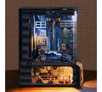 FUNPOLA Puzzle 3D en Bois Book Nook Kit, Maquette en Bois à Construire Atelier Automobile Miniature avec lumières LED, modèle de Garage mécanique pour Adultes (Atelier Automobile)