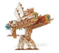 FUNPOLA Puzzle 3D en Bois Dirigeable Steampunk - Kit de modèle de Voyage DIY, décoration Maison et Cadeau créatif pour Adultes et Adolescents (Jaune)