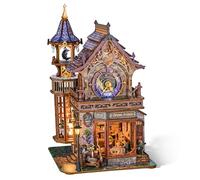 FUNPOLA Puzzle 3D en Bois LED Club de Magie du Temps - Modèle mécanique Dynamique, lumières et Mouvement, Kit Miniature DIY Tour d’Horloge Fantasy, Décoration pour Adultes et Adolescents（14+）
