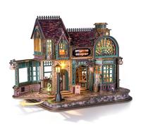 FUNPOLA Puzzle 3D en Bois Librairie Magique avec lumières LED - Kit Miniature DIY, Spellbound Bookshop, décoration Maison, Cadeau créatif pour Adultes et Adolescents