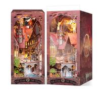 FUNPOLA Puzzle 3D en Bois Magic Valley Book Nook - Insert DIY pour étagère avec lumières LED, Serre-Livres Miniature à Assembler, décoration et idée Cadeau
