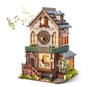 FUNPOLA Puzzle 3D en Bois Maison Miniature avec Son de Coucou, Kit Modèle Mécanique DIY Horloge à Coucou, Décoration Maison, Cadeau Créatif pour Adultes et Adolescents (Maison Coucou)