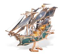 FUNPOLA Puzzle 3D en Bois Modèle de Bateau Pirate - Kit de Construction de voilier pour Aventure et décoration de Maison - Cadeau créatif pour Adultes et Adolescents(Vert)