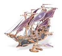 FUNPOLA Puzzle 3D en Bois Modèle de Bateau Pirate - Kit de Construction de voilier pour Aventure et décoration de Maison - Cadeau créatif pour Adultes et Adolescents(Violet)