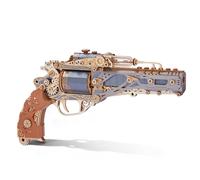 FUNPOLA Puzzle 3D en Bois Revolver Steampunk - Kit d’Assemblage DIY Revolver mécanique, Cadeau créatif et Unique pour Adultes et Adolescents (Noir)