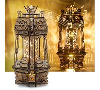 FUNPOLA Puzzle 3D Lampe projecteur en Bois avec Poker World - Kit de Bricolage avec lumières LED et boîte à Musique - Lampe créative sur Le thème du Poker, veilleuse décoration de la Maison (Blanc)