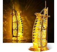 FUNPOLA Puzzle 3D LED pour Adultes - Kit de construction Maquette a Construire pour Adultes - Monument de Dubaï à LED de nuit - Puzzle 3D Lampe de décoration d'intérieur (Or)
