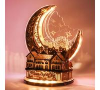 FUNPOLA Puzzle 3D Ville Lunaire avec LED - Maquette en Bois à Construire - Puzzle en Bois 3D pour Adultes, Décoration Intérieure et Cadeau pour Enfants et Adultes (Blanc)