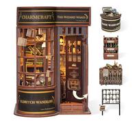 FUNPOLA Puzzle en Bois 3D Baguette de Sorcier Kit de Coin de Livre - Décoration avec lumière LED pour bibliothèque Miniature - Cadeau décoratif à Exposer (Magasin de Baguettes)