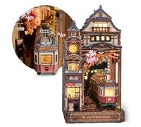 FUNPOLA Sakura Train Book Nook Kit - Puzzle 3D en Bois avec Miroir Infini LED - Décoration DIY pour étagère, Mini-Maquette Cadeau pour Enfants et Adultes (Plateforme Écho)