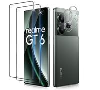 Funrae 3D Verre Trempé à Couverture Complète pour Realme GT 6 / GT6 / GT 6T et Caméra Arrière Protecteur [2+2 PCS], Dureté 9H Ultra Résistant Protection écran Film en Verre Trempé