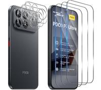 Funrae 3x Verre Trempé Protection Écran pour Xiaomi Mi Poco F9 Ultra 5G | avec 3x Caméra Arrière Protecteur, Dureté 9H [Sans Bulles] [Ultra HD] Résistant Film Vitre Trempé Protection écran