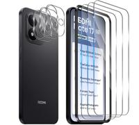 Funrae 3x Verre Trempé Protection Écran pour Xiaomi Redmi Note 17 5G/4G | avec 3x Caméra Arrière Protecteur, Dureté 9H [Sans Bulles] [Ultra HD] Résistant Film Vitre Trempé Protection écran