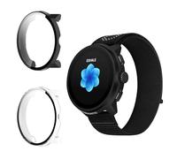 Funrae Coque Compatible avec Suunto Run [2 pièces], Case Protection Étui avec Verre trempé Protecteur D'écran PC Coque Anti-Rayures Bumper Couverture Complète - Transparent&Noir