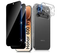 Funrae Verre Trempé Anti-Espion pour Honor 600 Pro 5G avec Caméra Arrière Protecteur [2+2 Pcs], Protection Objectif Caméra pour Tout Coque, 9H HD Glass Anti-Spy Protection d’écran