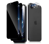 Funrae Verre Trempé Anti-Espion pour iPhone 17E/17 E 5G avec Caméra Arrière Protecteur [2+2 PCS], Protection Objectif Caméra pour Tout Coque，Dureté 9H HD Glass Anti-Spy Protection d’écran