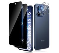 Funrae Verre Trempé Anti-Espion pour OPPO Reno 15F 15F/15 FS 15FS (4G/5G) avec Caméra Arrière Protecteur [2+2 PCS], Protection Objectif Caméra pour Tout Coque, 9H HD Glass Anti-Spy Protection d’écran