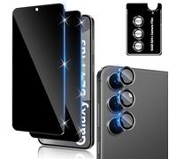 Funrae Verre Trempé Anti-Espion pour Samsung Galaxy S24+ / S24 Plus avec Caméra Arrière Protecteur [2+1 Pcs], Protection Objectif Caméra pour Tout Coque，Dureté 9H HD Glass Anti-Spy Protection d’écran