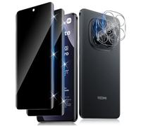 Funrae Verre Trempé Anti-Espion pour Xiaomi Redmi Note 15 Pro 4G avec Caméra Arrière Protecteur [2+2 Pcs], Protection Objectif Caméra pour Tout Coque，Dureté 9H HD Glass Anti-Spy Protection d’écran