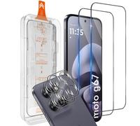 Funrae Verre Trempé pour Motorola Moto G67/G77 5G | avec Caméra Arrière Protecteur [2+2 PCS], Dépoussiérage Automatique, Protection écran [9H Dureté] HD Film Vitre en Trempé