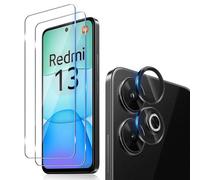 Funrae Verre Trempé pour Xiaomi Redmi 13 4G / Poco M6 4G avec Caméra Arrière Protecteur [2+1 Pcs], Protection Objectif Caméra Individuel pour Tout Coque，Dureté 9H HD Glass Film de Protection d’écran