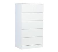 funrautz Commode 6 Tiroirs 60x41x109cm, Meuble De Rangement Chambre, Meuble Tiroir Rangement, Chiffonnier Moderne épuré pour Chambre Adulte, Dressing, Placard Blanc