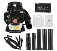 funrautz Souffleur de feuilles à dos, alimenté par essence 52 cc avec harnais, souffleuse à neige 6800 tr/min pour patio, allée, pelouse, noir