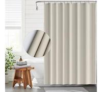 Funria Rideau de Douche Beige 180x200 Cm Eva Anti Moisissure Imperméable À l'eau Pour Salle de Bain Avec 12 Anneaux Facile À Nettoyer