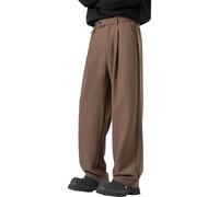 FUNRKLI Pantalon habillé Taille Haute pour Hommes, Pantalon plissé, Baggy, Droit, Taille Basse, Business, Nouveau, Ample, Jambes Larges, Costume