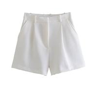 FUNRKLI Pantalon WhiteThree pour Femmes, Mode Polyvalent, Taille Haute, Courbe plissée, Slim, décontracté, Souffle, Nouveau Short d'été XL