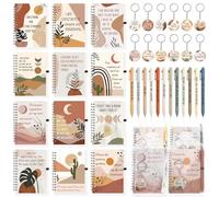 Funrous Lot de 36 carnets à spirale d'affirmation positive avec stylos, porte-clés, sacs de rangement, journaux de motivation pour femmes, collègues, adultes, cadeaux de fête (arc-en-ciel)