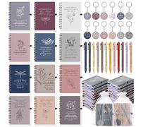 Funrous Lot de 36 journaux d'affirmation à spirale avec stylos, porte-clés, sacs de motivation, cadeaux de remerciement pour employés, femmes, collègues, Saint-Valentin, fête d'adulte (minimaliste)