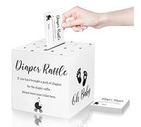 Funrous Lot de 50 tickets de tombola avec boîte pour fête prénatale, invitations de jeu, cartes pour révélation du sexe, décoration de fête prénatale, centre de table (blanc)