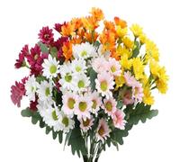 Funsdecor Artificial Mums, Artificial Outdoor Sunset Mums Flowers - UV Resistant, Waterproof & Windproof, Fake Fall Flower Daisy, Decoration for Home Porch Look Real, Full, Vibrant (Mix-5 bundles)