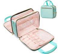 FUNSEED Trousse de toilette de voyage à suspendre pour homme et femme, grande capacité, trousse de maquillage à carreaux avec compartiments pour bijoux, essentiels de voyage, articles de toilette,