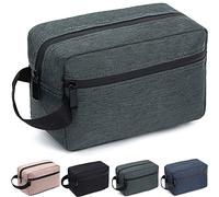 FUNSEED Trousse de Toilette de Voyage pour Hommes et Femmes, Accessoires de Toilette Sac de Rasage, Sac de Rangement Pliable pour Outils de Brosse cosmétique avec poignée,Gris