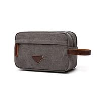 FUNSEED Trousse de toilette pour femmes et hommes, grande capacité, portable, en toile, pour clés, pièces de monnaie, cosmétiques, sac de rangement portable, gris, Tendance