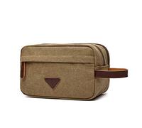 FUNSEED Trousse de toilette pour femmes et hommes, grande capacité, portable, en toile, pour clés, pièces de monnaie, cosmétiques, sac de rangement portable, kaki, Tendance