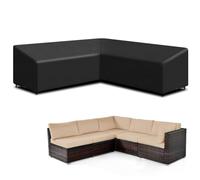 Funshot Housse de canapé de jardin en forme de L imperméable, tissu Oxford 420D, coupe-vent, anti-UV, pour extérieur, terrasse, coin en rotin, 250 x 250 x 115 x 64/78 cm