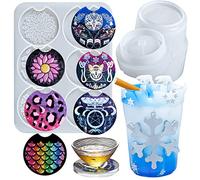 FUNSHOWCASE Lot de 3 moules en résine silicone pour dessous de verre, cendrier, pot, époxy