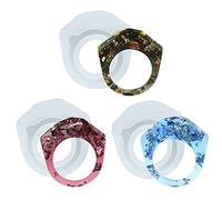 Funshowcase Moule en silicone pour bague cocktail en résine à facettes pour artisanat en argile liquide, résine époxy, fabrication de bijoux plat 17 mm, 16,6 mm, 16 mm, taille US 5-6